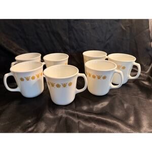 7 Vintage 1970’s Corning Corelle Butterfly Gold coffee mugs